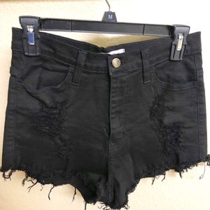 Black High-waisted Jean Shorts